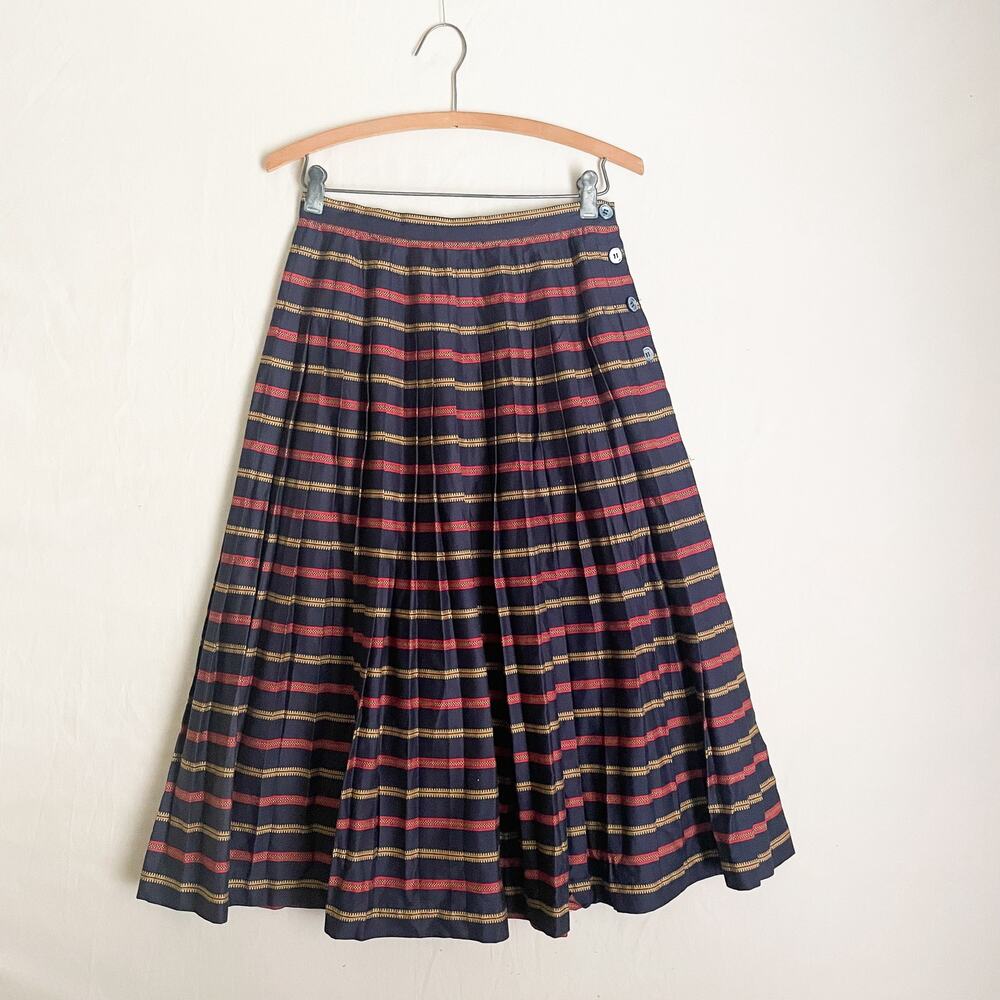 Vintage Cullinane Navy Plaid Preppy Pleated Skirt. Size 4.